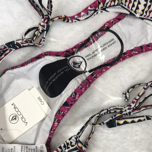 New Volcom Nomad Tide Skimpy Bikini Low Coverage Geometric Bottom Cut Out XL - Picture 5 of 6